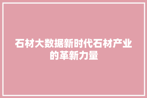 石材大数据新时代石材产业的革新力量