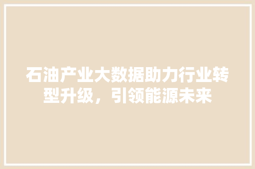 石油产业大数据助力行业转型升级，引领能源未来