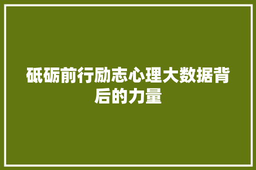 砥砺前行励志心理大数据背后的力量