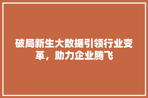 破局新生大数据引领行业变革，助力企业腾飞