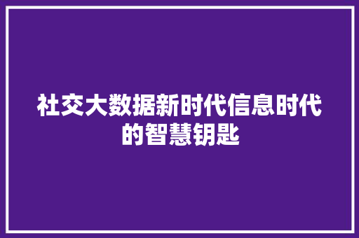 社交大数据新时代信息时代的智慧钥匙
