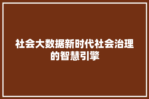 社会大数据新时代社会治理的智慧引擎