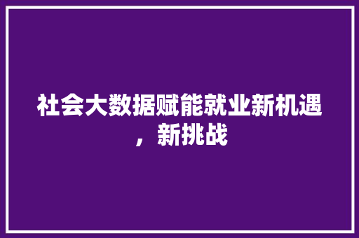 社会大数据赋能就业新机遇，新挑战