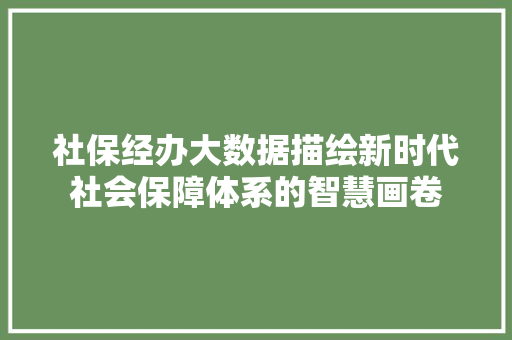 社保经办大数据描绘新时代社会保障体系的智慧画卷