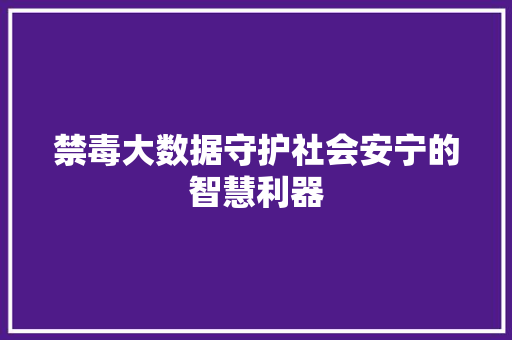 禁毒大数据守护社会安宁的智慧利器