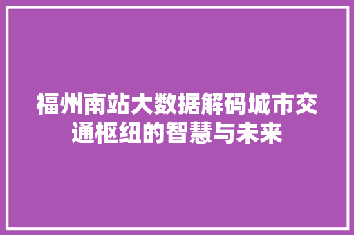 福州南站大数据解码城市交通枢纽的智慧与未来