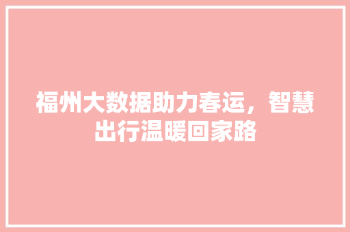 福州大数据助力春运，智慧出行温暖回家路 SEO教程