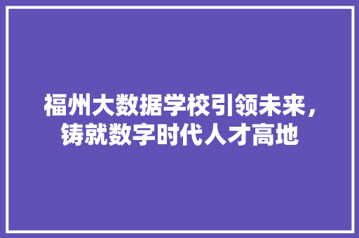 福州大数据学校引领未来，铸就数字时代人才高地 SEO教程