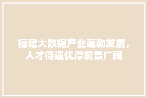 福建大数据产业蓬勃发展，人才待遇优厚前景广阔