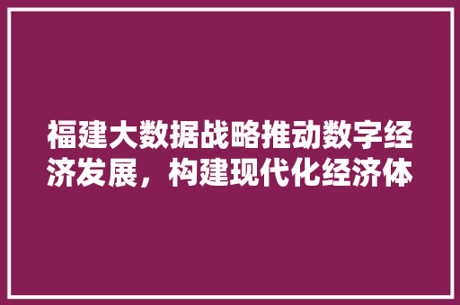 福建大数据战略推动数字经济发展，构建现代化经济体系