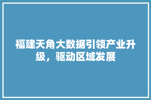 福建天角大数据引领产业升级，驱动区域发展