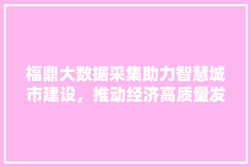 福鼎大数据采集助力智慧城市建设，推动经济高质量发展