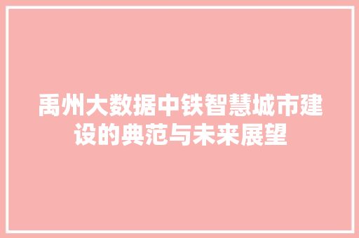 禹州大数据中铁智慧城市建设的典范与未来展望