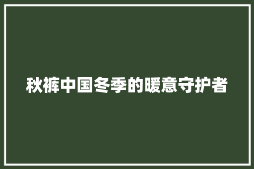 秋裤中国冬季的暖意守护者