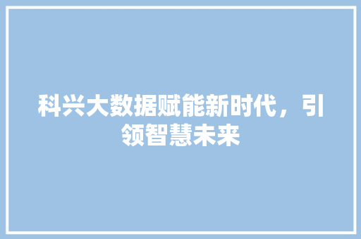 科兴大数据赋能新时代，引领智慧未来