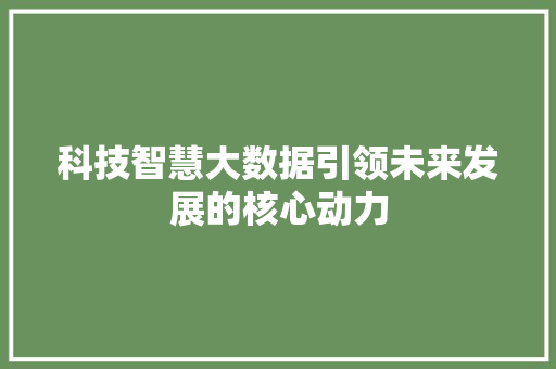 科技智慧大数据引领未来发展的核心动力