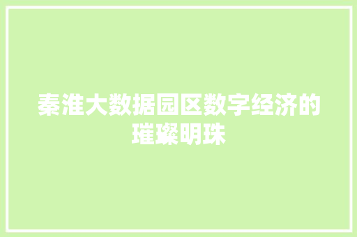 秦淮大数据园区数字经济的璀璨明珠
