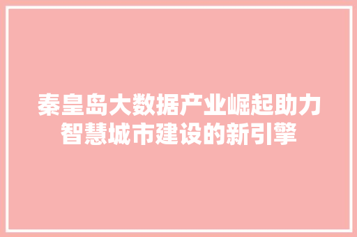 秦皇岛大数据产业崛起助力智慧城市建设的新引擎