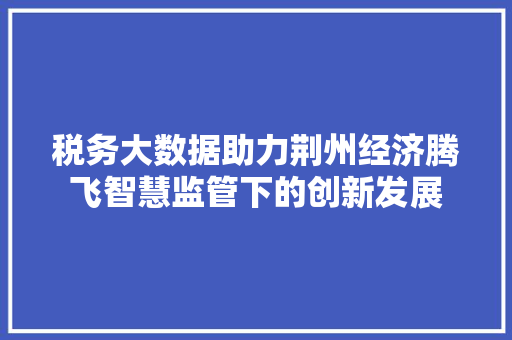 税务大数据助力荆州经济腾飞智慧监管下的创新发展