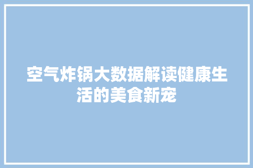 空气炸锅大数据解读健康生活的美食新宠