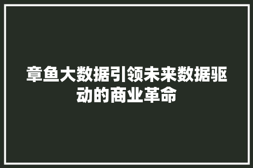 章鱼大数据引领未来数据驱动的商业革命