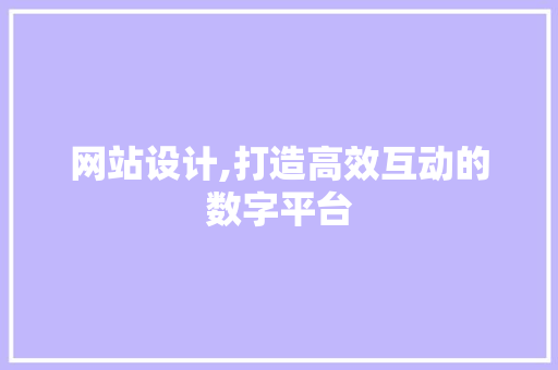 网站设计,打造高效互动的数字平台