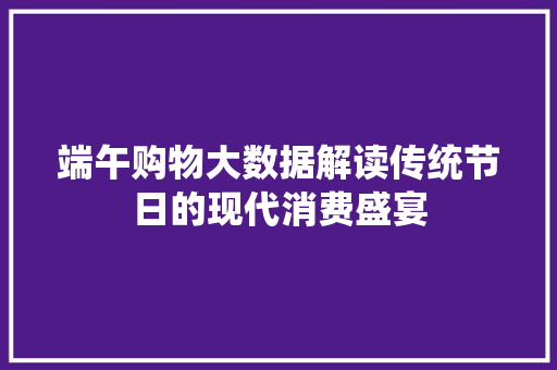 端午购物大数据解读传统节日的现代消费盛宴