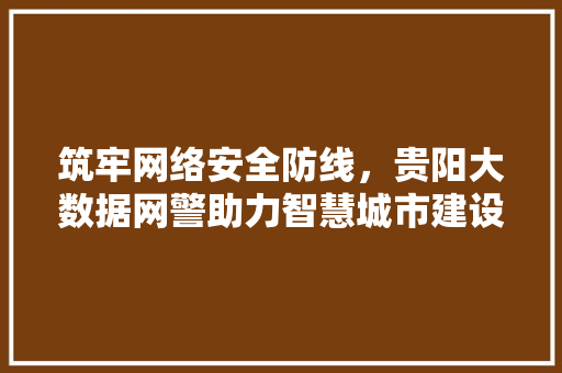 筑牢网络安全防线，贵阳大数据网警助力智慧城市建设