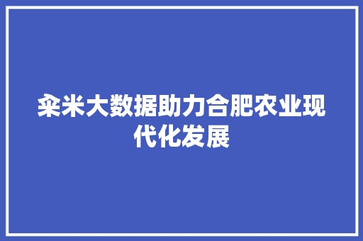 籴米大数据助力合肥农业现代化发展