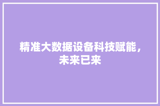 精准大数据设备科技赋能，未来已来
