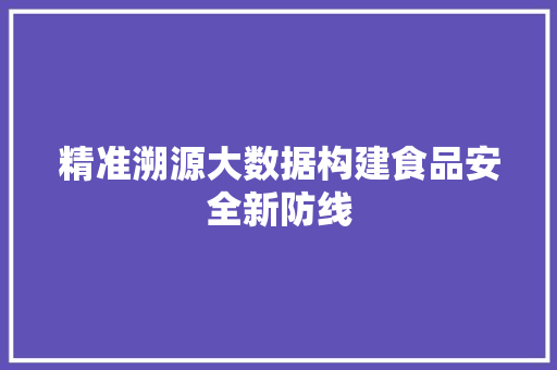 精准溯源大数据构建食品安全新防线