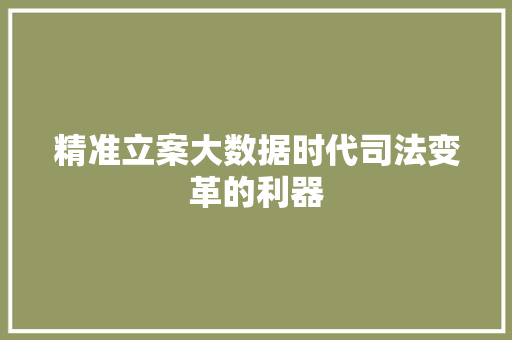 精准立案大数据时代司法变革的利器