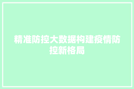 精准防控大数据构建疫情防控新格局