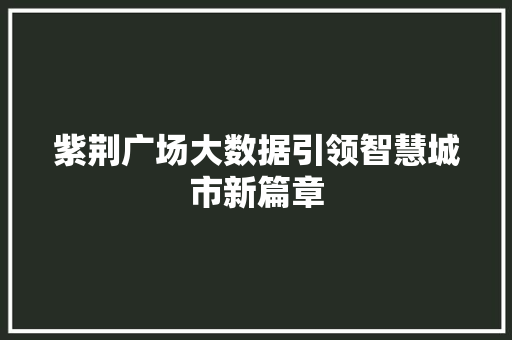 紫荆广场大数据引领智慧城市新篇章