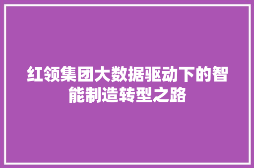 红领集团大数据驱动下的智能制造转型之路