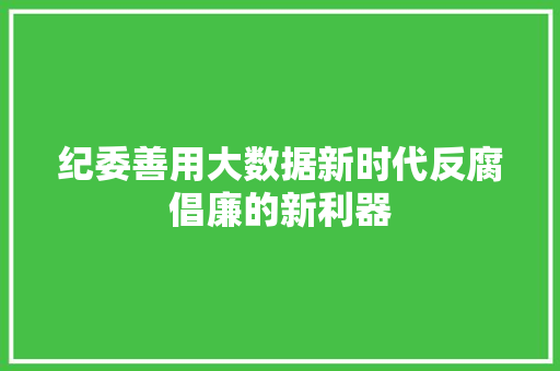 纪委善用大数据新时代反腐倡廉的新利器