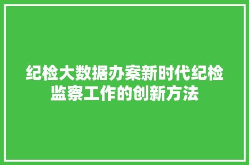 纪检大数据办案新时代纪检监察工作的创新方法