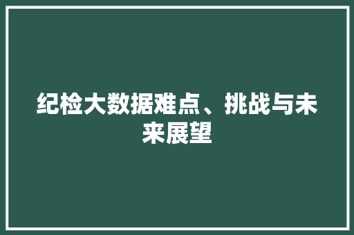纪检大数据难点、挑战与未来展望
