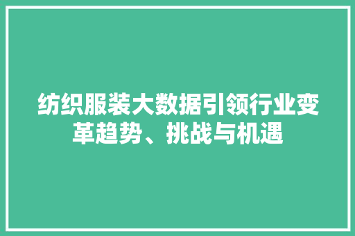 纺织服装大数据引领行业变革趋势、挑战与机遇