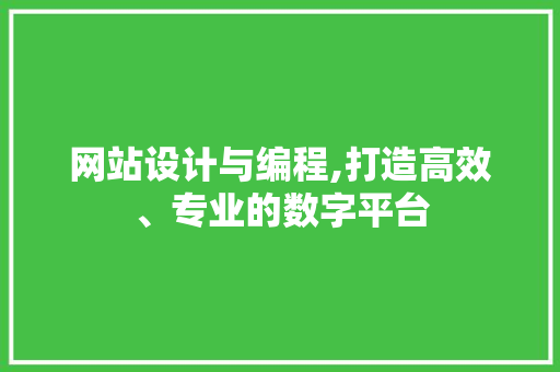 网站设计与编程,打造高效、专业的数字平台