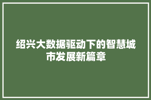 绍兴大数据驱动下的智慧城市发展新篇章