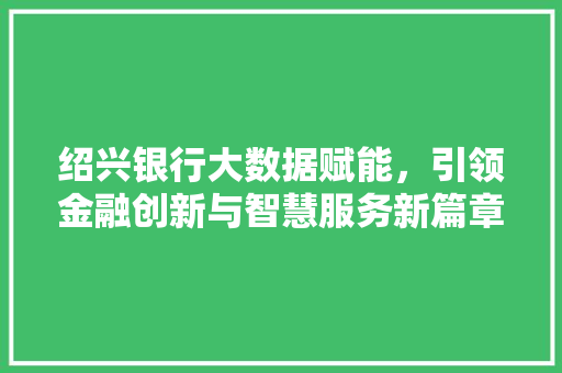 绍兴银行大数据赋能，引领金融创新与智慧服务新篇章