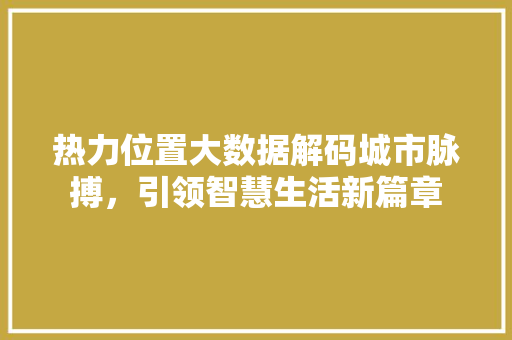 热力位置大数据解码城市脉搏，引领智慧生活新篇章