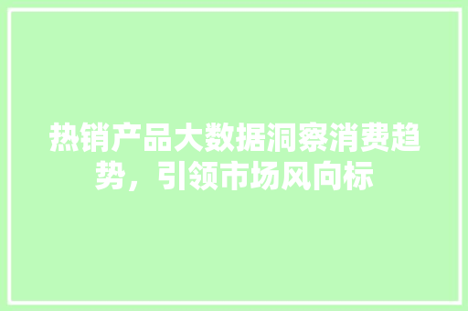 热销产品大数据洞察消费趋势，引领市场风向标