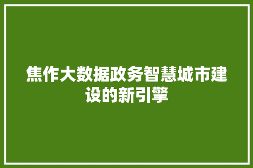 焦作大数据政务智慧城市建设的新引擎