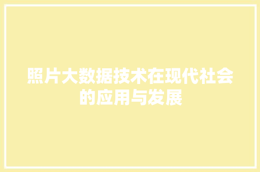 照片大数据技术在现代社会的应用与发展