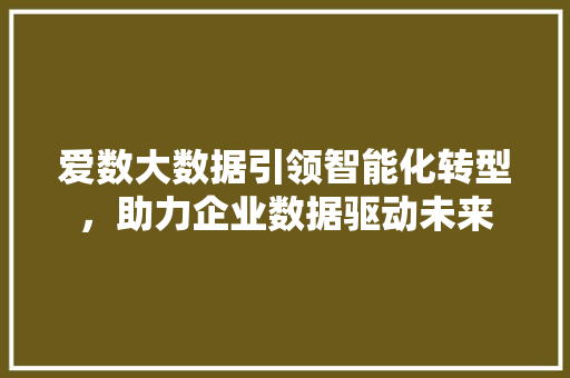 爱数大数据引领智能化转型，助力企业数据驱动未来