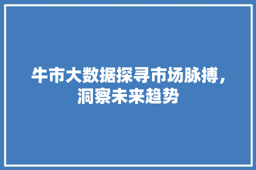牛市大数据探寻市场脉搏，洞察未来趋势