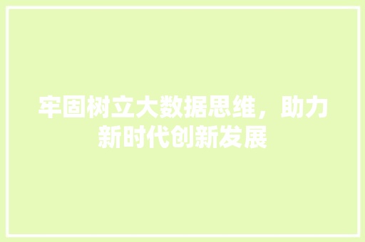 牢固树立大数据思维，助力新时代创新发展