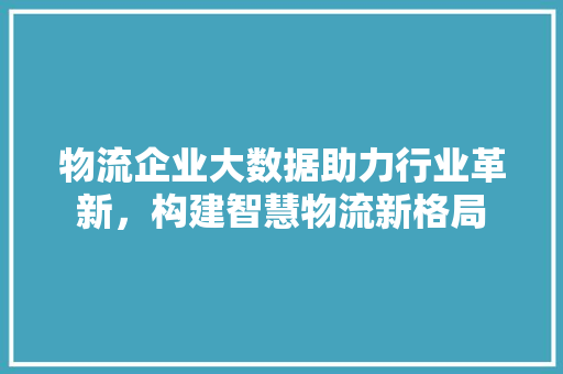 物流企业大数据助力行业革新，构建智慧物流新格局